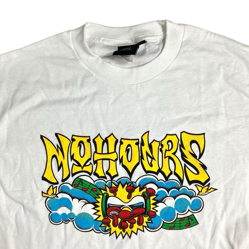 No Hours T Shirt Mens M White Cotton‎ Mushroom Clouds Streetwear Skate Graffiti